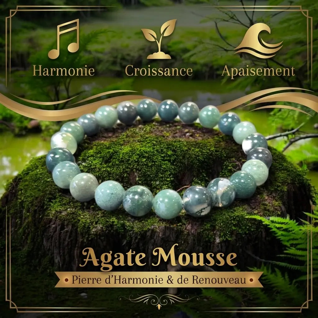 Bracelet Agate Mousse La Boutique du Dragon