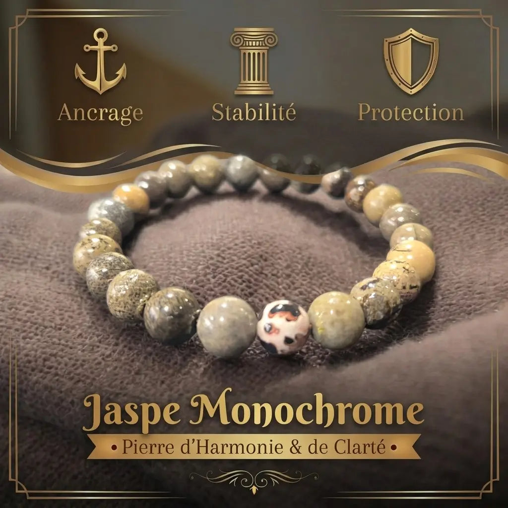 Bracelet en Jaspe Monochrome La Boutique du Dragon