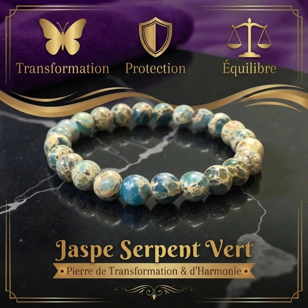 Bracelet en Jaspe Serpent Vert La Boutique du Dragon
