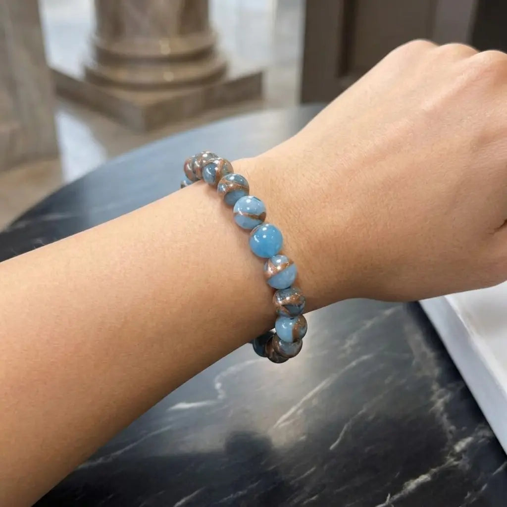 Bracelet en Jaspe Bleu Doré La Boutique du Dragon