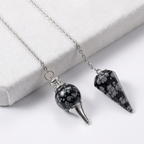 Pendule en Obsidienne Flocon de Neige La Boutique du Dragon