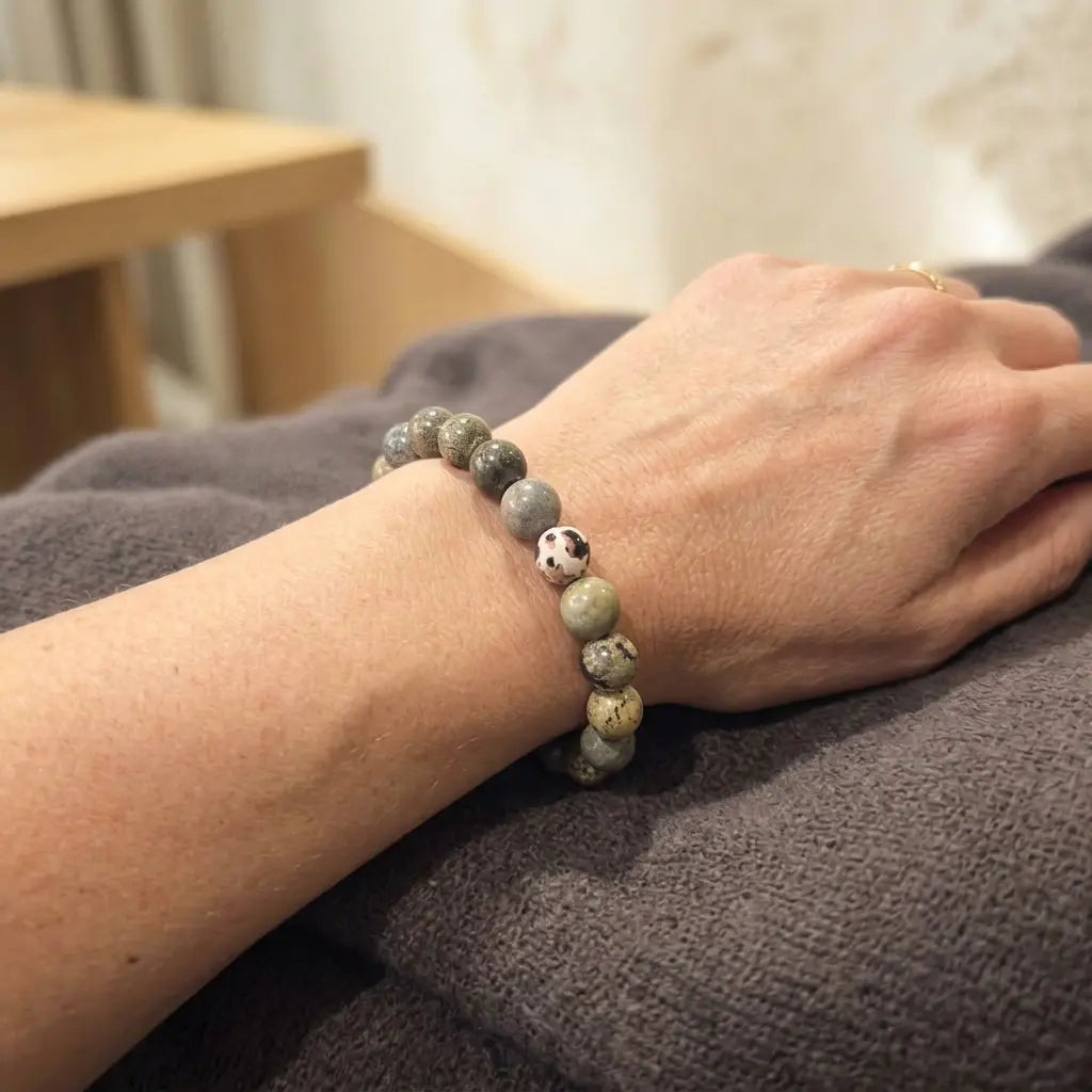 Bracelet en Jaspe Monochrome La Boutique du Dragon