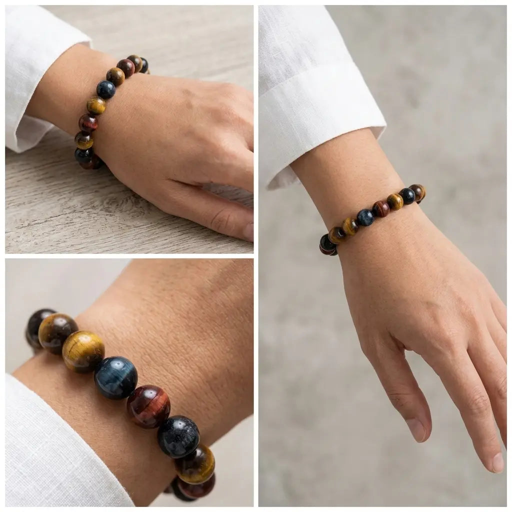 Bracelet Triple Œil – Tigre, Faucon & Taureau La Boutique du Dragon
