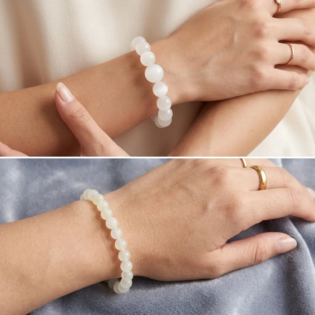 Bracelet en Sélénite naturelle et teintée La Boutique du Dragon