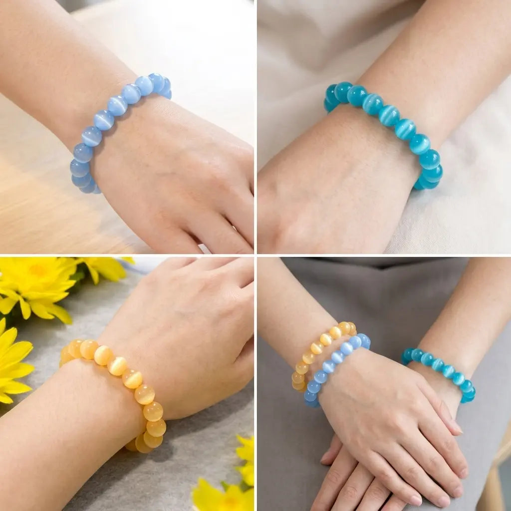 Bracelet en Sélénite naturelle et teintée La Boutique du Dragon
