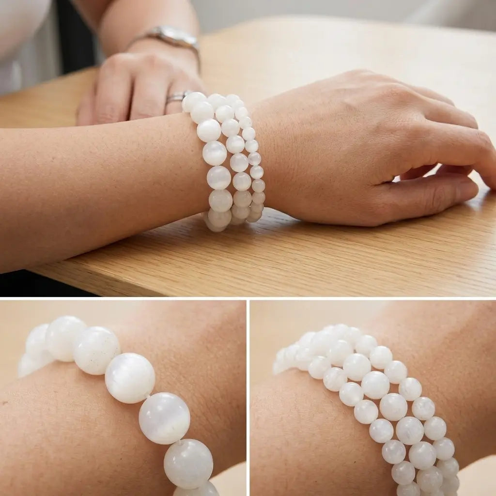 Bracelet en Péristérite Blanche La Boutique du Dragon