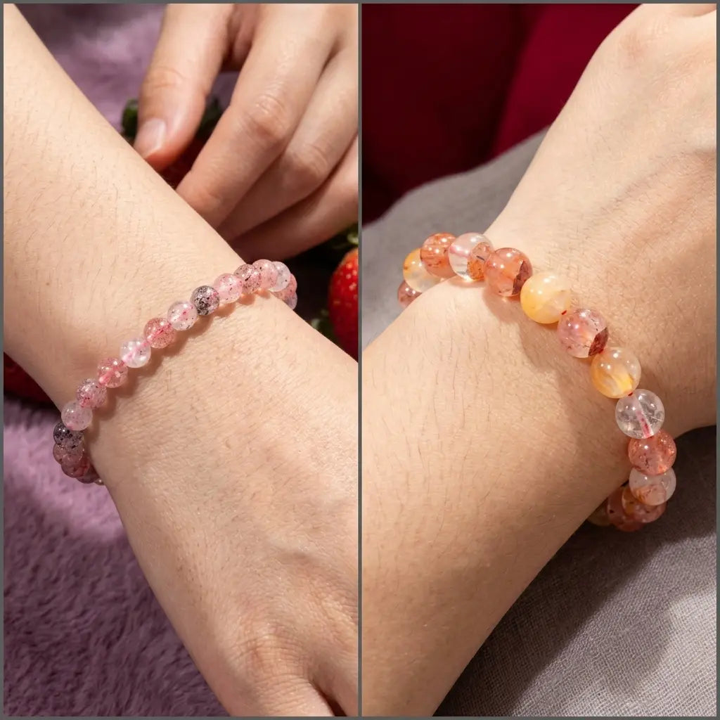 Bracelet en Quartz Hématoïde (Fraise) La Boutique du Dragon